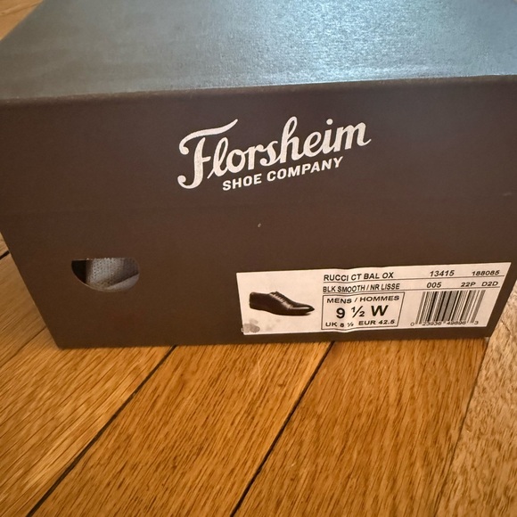 NIB Florsheim Black Smooth Leather Oxfords Black Size 9.5W main image 16